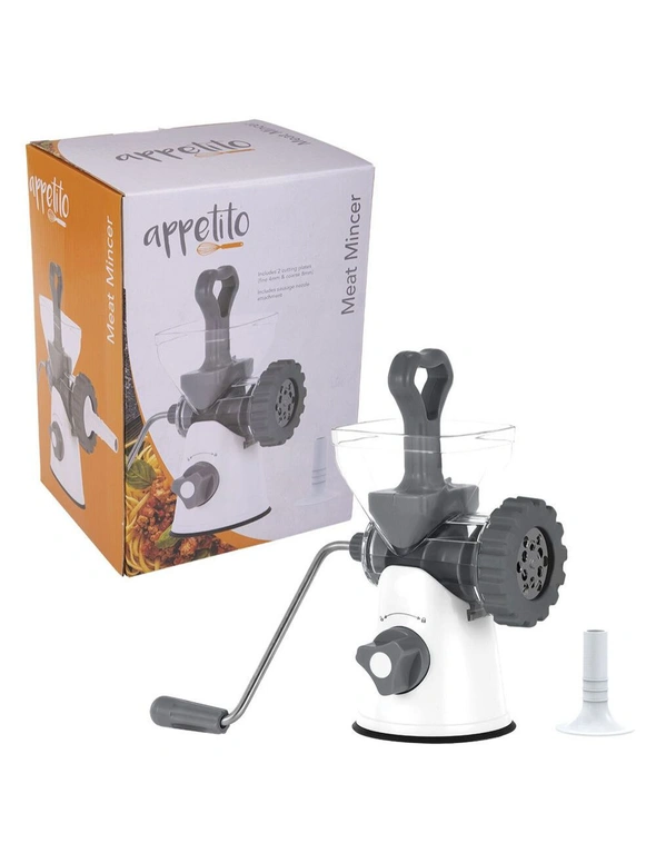 Appetito Manual Meat Mincer/Chopper Grinder/Sausage Maker w/ 2x Cutting Plates, hi-res image number null