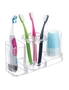 iDesign Med+Dental Centre Bathroom Toothbrush Caddy w/dispenser 10.8cm Clear, hi-res