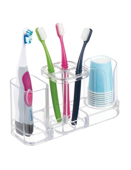iDesign Med+Dental Centre Bathroom Toothbrush Caddy w/dispenser 10.8cm Clear
