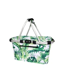 Sachi 49x27cm Collapsible Two-Handle Shopping/Picnic Carry Basket Jungle Leaf