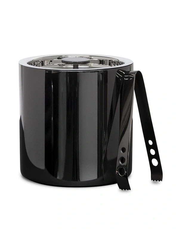 Salt & Pepper Kennedy 15.5cm Metallic Ice Bucket w/ Tong Stainless Steel Black, hi-res image number null
