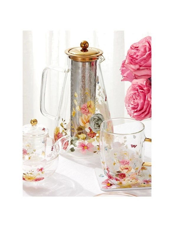 Ashdene 380ml Springtime Soiree Double Walled Glass Clear Flowers Tea Mug/Cup, hi-res image number null