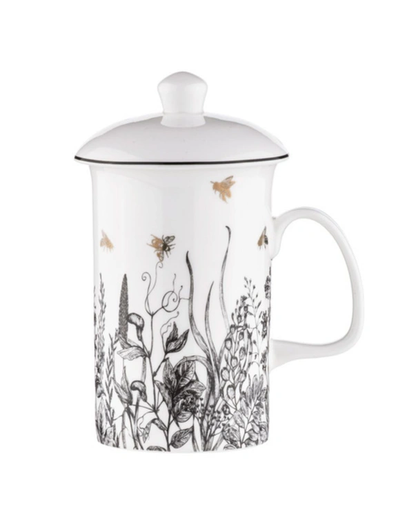 3pc Ashdene Queen Bee 320ml/14.5cm Tea Cup/Mug Infuser w/ Lid Fine Bone China, hi-res image number null