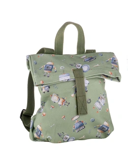 Ashdene Robots 27x31cm Backpack Kids/Child Cotton Canvas Travel/School Bag Green