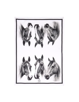 Ashdene Trio Chestnut Horse 70x50cm Tea/Kitchen Towel Dry Dish/Glass Cloth White