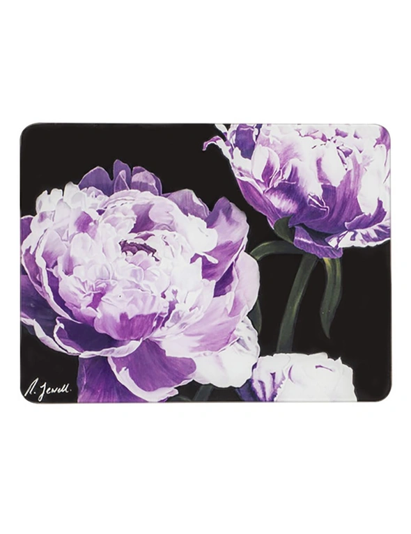 Ashdene Dark Florals Peony Tempered Glass 30x40cm Surface Protector For Hot Pots, hi-res image number null