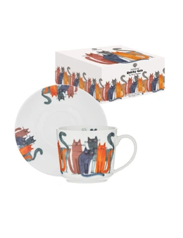 Ashdene Quirky Cats Four Friends Tea Cup w/Saucer Set 280ml New Bone China