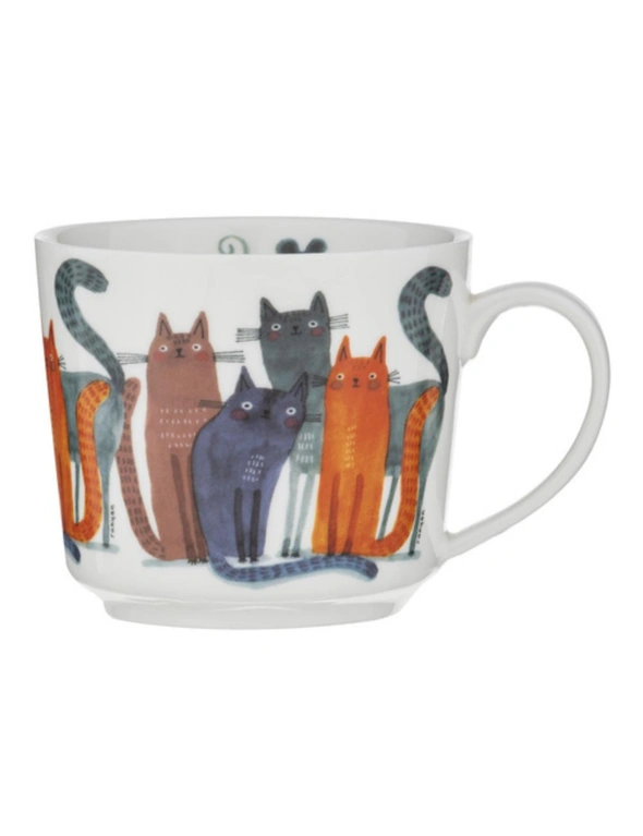 Ashdene Quirky Cats Four Friends Tea Cup w/Saucer Set 280ml New Bone China, hi-res image number null