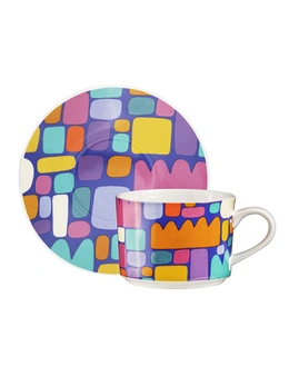 Ashdene Puli Puli Purple Drinking Cup & Saucer Tea Set 250ml New Bone China