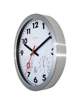 NeXtime 35cm Arabic Temperature Outdoor Wall Clock w/ Thermometer/Hygrometer WHT