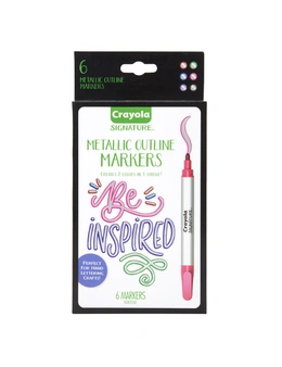 6pc Crayola Signature Metallic Outline Markers Paint Crafts Kids/Children 8y+