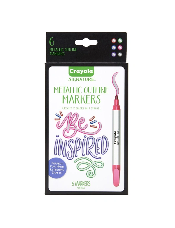 6pc Crayola Signature Metallic Outline Markers Paint Crafts Kids/Children 8y+, hi-res image number null