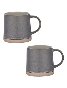 2pc Ladelle 500ml Taper Pewter Glaze Stoneware Drinking Mug/Cup Coffee Oven Safe