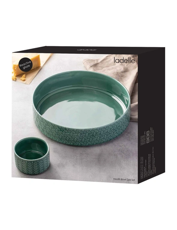 2pc Ladelle Heath 30cm/10cm Porcelain Bowl Serving Noodle/Snack Dish Set Jade, hi-res image number null