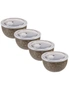 4x Ladelle Oxley 800ml Microwave Food Bowl Container w/ Silicone Lid Petal Olive, hi-res