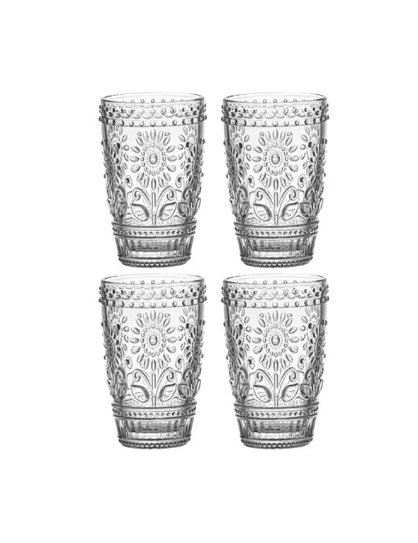 4PK Ladelle Sunflower 16.5cm Water/Juice Highball Drinking Glass Tumbler Clear, hi-res image number null