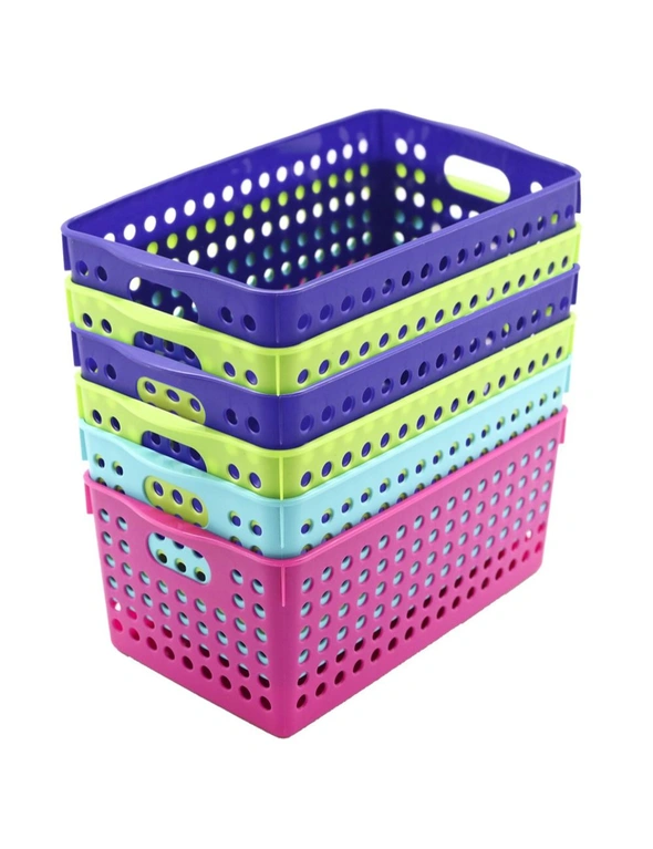 6x Box Sweden 29x16.5cm Mode Neon Basket Organiser Storage w/ Carry Handle Asst, hi-res image number null