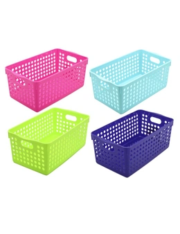 6x Box Sweden 29x16.5cm Mode Neon Basket Organiser Storage w/ Carry Handle Asst