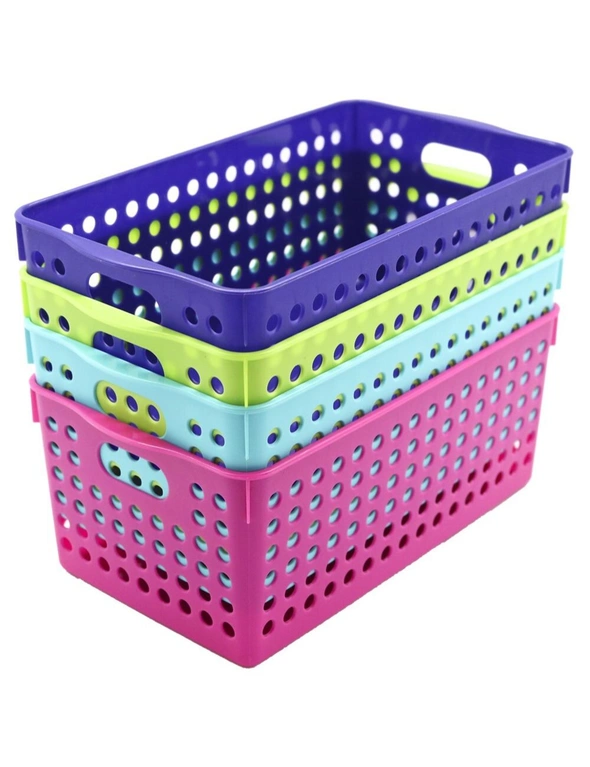 6x Box Sweden 29x16.5cm Mode Neon Basket Organiser Storage w/ Carry Handle Asst, hi-res image number null