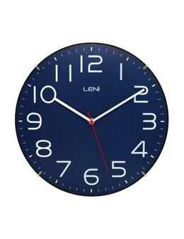 Leni Classic Analogue Round Home/Office Hanging Silent Wall Clock Navy 30cm
