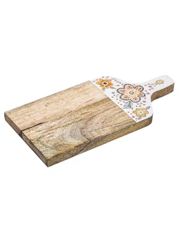 Ladelle Farrah Mango Wood Floral Serving/Entertaining Paddle Board 35x17x2cm