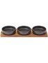 4pc Ladelle Host Charcoal 3 Snack Dine Stoneware Bowl/Spoon Acacia Paddle Set, hi-res