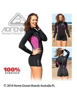 Adrenalin Wahine Ladies 2mm Long Sleeve Boy Leg Springsuit Surf Wetsuit 10 Black