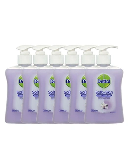 6PK Dettol 250ml Soft on Skin Liquid Hand Wash - Vanilla & Orchid