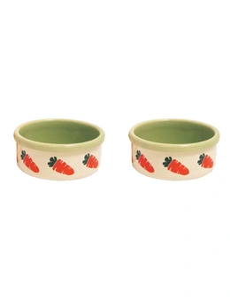 2x Rosewood Ceramic Carrot Rabbit/Guinea Pig Pet Bowl Food/Treat Container Asstd