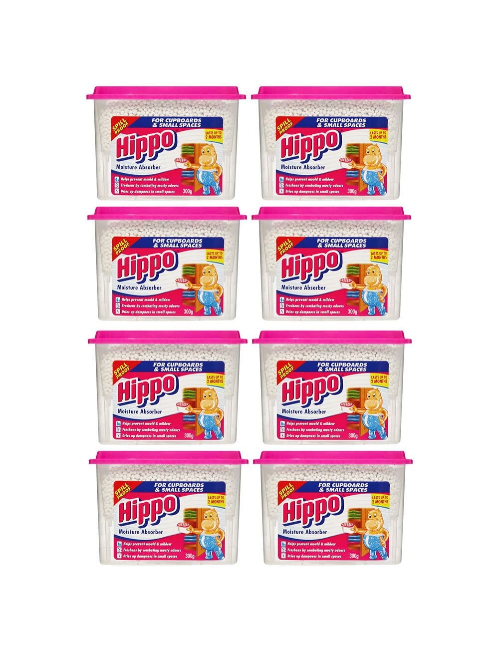 Hippo Moisture Absorber For Cupboards/Wardrobes 8Pk