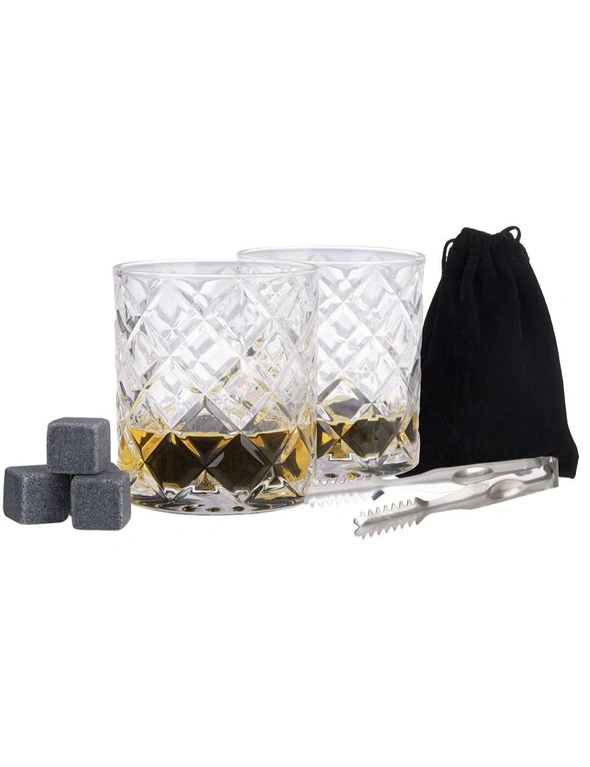 12pc Bartender Whisky Scotch Drink Glasses/Rocks/Storage Bag/Tongs Barware Set, hi-res image number null