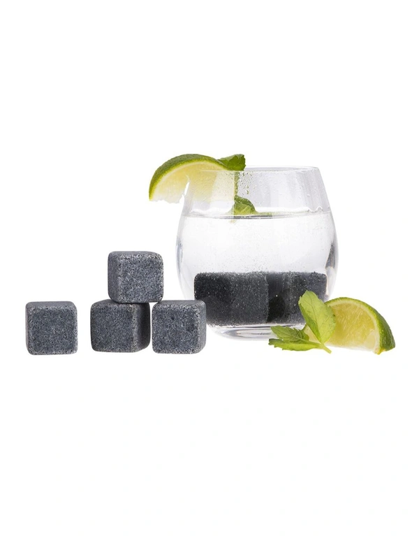 10pc Bartender Gin Cocktail Clear Glasses/Stones/Storage Bag/Tongs Barware Set, hi-res image number null