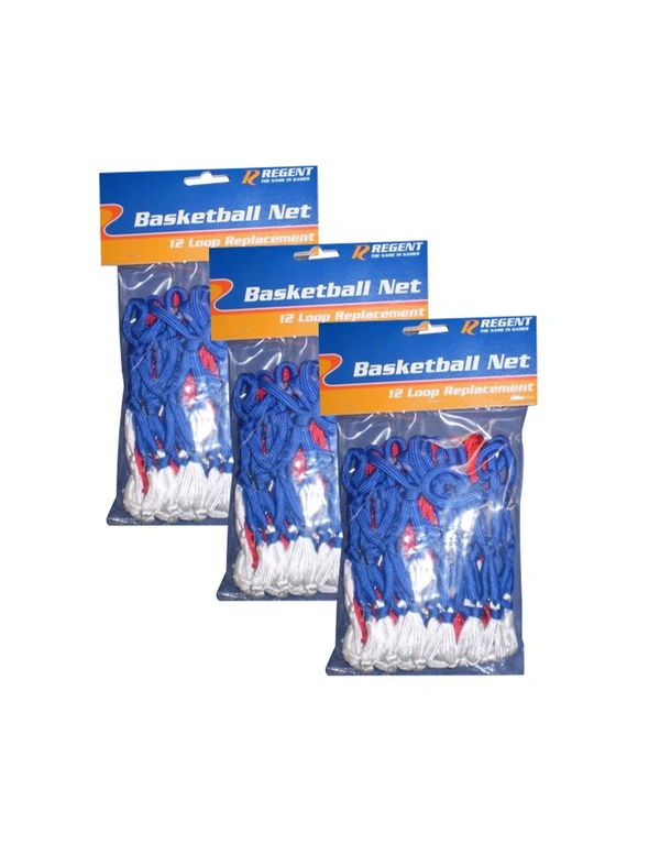 3x Regent Heavy Duty Basketball Ring/Hoop Rim Net Official Size Red/White/Blue, hi-res image number null