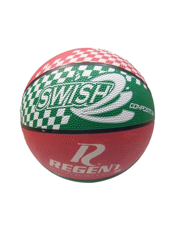 Regent Swish Indoor/Outdoor Training Basketball Size 6 Synthetic Rubber Red/Grn, hi-res image number null