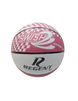 Regent Swish Indoor/Outdoor Training Basketball Size 6 Synthetic Rubber WHT/PNK