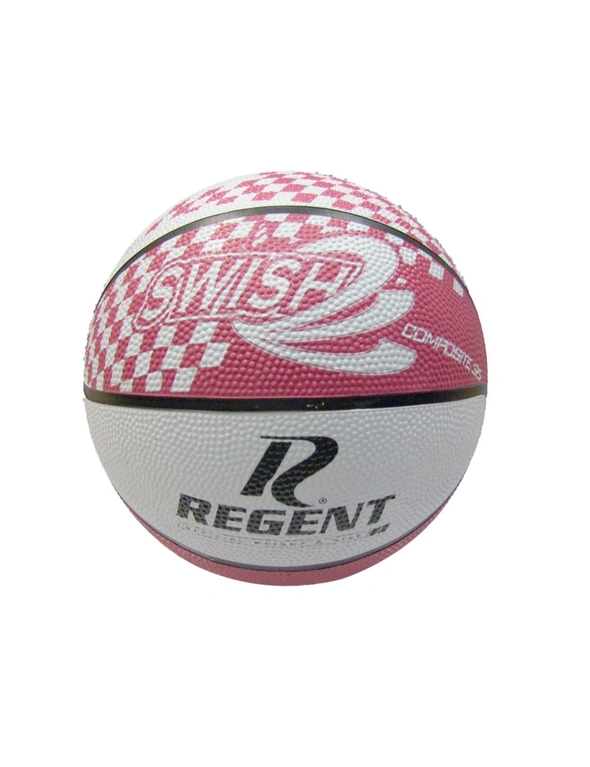 Regent Swish Indoor/Outdoor Training Basketball Size 6 Synthetic Rubber WHT/PNK, hi-res image number null