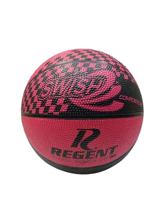 Regent Swish Indoor/Outdoor Training Basketball Size 3 Synthetic Rubber PNK/BLK, hi-res image number null