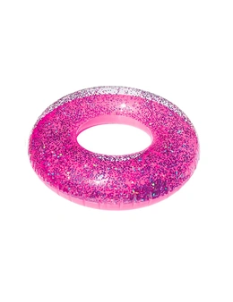 2pc Land & Sea Bling Inflatable Swim Ring & Ball Set Pink
