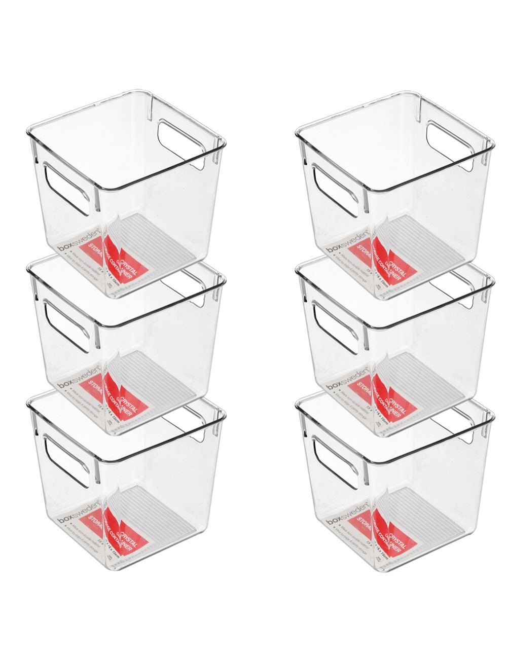 6x Box Sweden Crystal 18.5x13.5cm Small Storage Container Bathroom