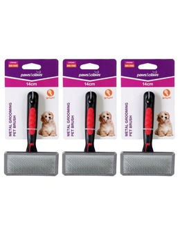 Paws and Claws 14Cm Metal Grooming Pet Brush 3Pk