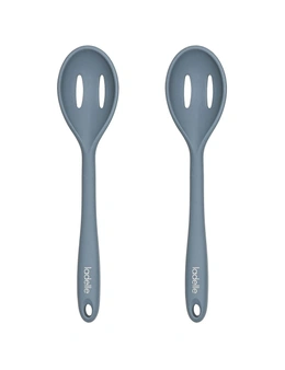2x Ladelle Craft Blue Kitchenware Silicone Slotted Spoon Cooking/Serving Utensil