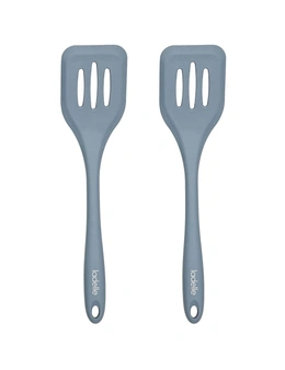 2x Ladelle Craft Blue Silicone Kitchenware Slotted Turner Serving Utensil