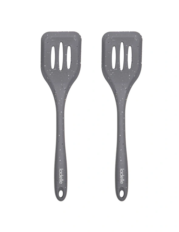 2x Ladelle Craft Grey Speckled Silicone Slotted Turner Cooking/Serving Utensil, hi-res image number null