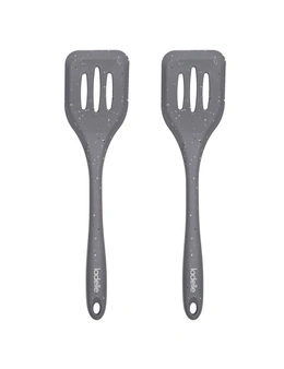 2x Ladelle Craft Grey Speckled Silicone Slotted Turner Cooking/Serving Utensil