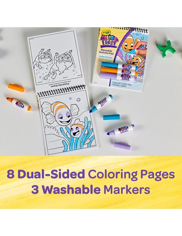 3x Crayola Colour & Erase Activity Pad w/Marker Under the Sea Kids Art/Craft 3y+, hi-res image number null