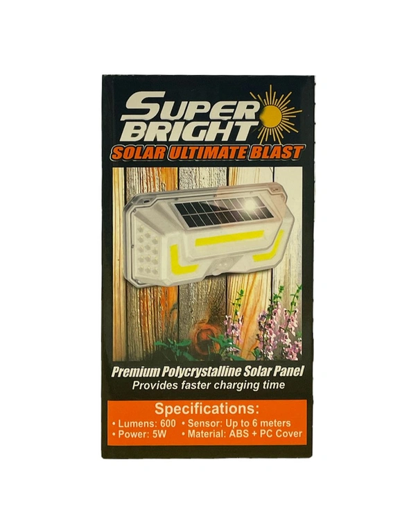 Solar Powered IP44 Super Bright Outdoor Home Motion Activated Light 600lm 23cm, hi-res image number null