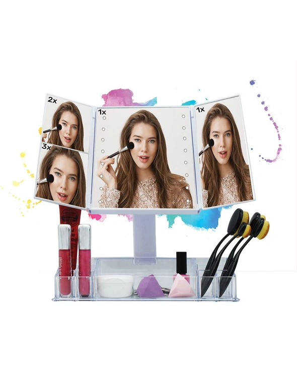 LED Foldable Vanity Mirror Multiple Magnifications, hi-res image number null