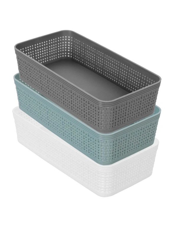 3pc BoxSweden 25cm Ivy Weave Basket/Container Storage Bath/Office Organiser Asst, hi-res image number null