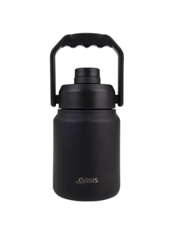 Oasis 1.2L Insulated Mini Jug Stainless Steel Drink Bottle w/ Carry Handle Black