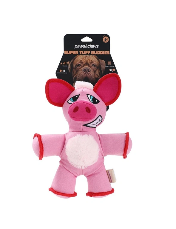 Paws & Claws 32cm Super Tuff Buddies Oxford Pet Interactive Toy Pig w/ Squeaker, hi-res image number null